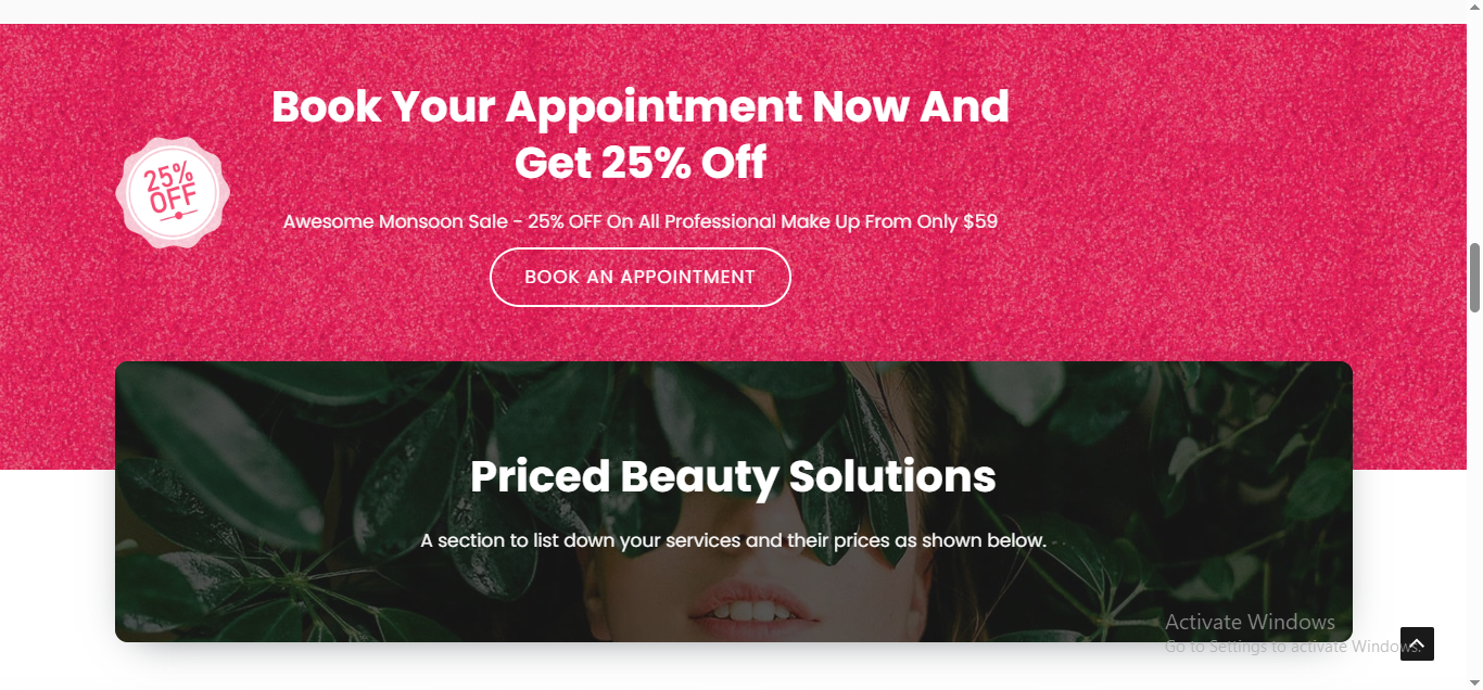 Stylish Salon Website Layout for Portfolio Presentation